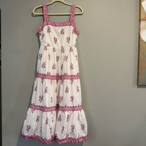 J.Crew Factory Midi Dress Tiered Block Print Floral Square Neck Pockets 4